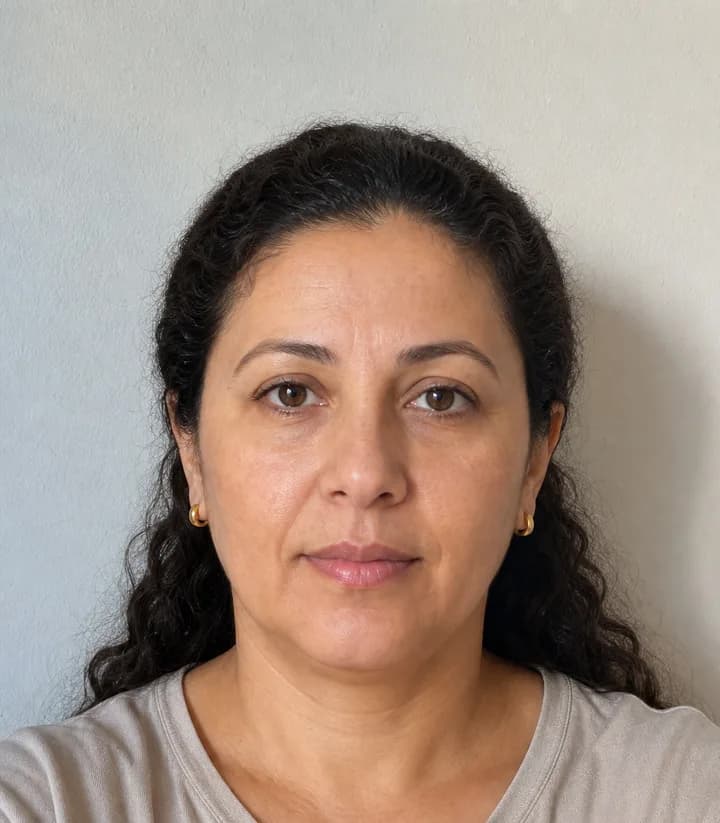 A casual phone selfie before it is made into a Tunisia passport photo