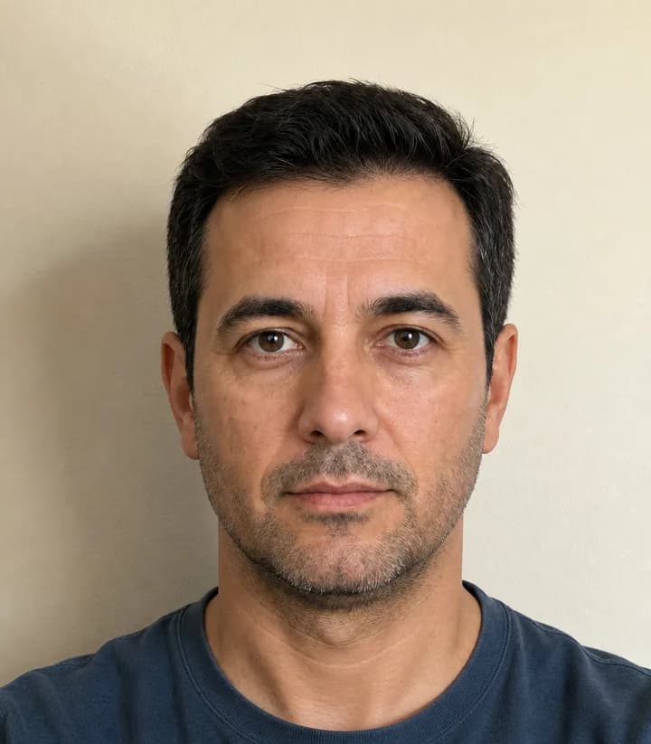 A casual phone selfie before it is made into a Turkey passport photo