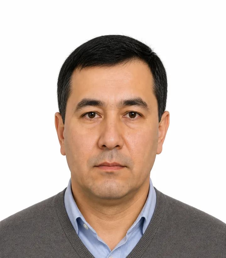 Finished compliant Uzbekistan passport photo (35 x 45 mm) on a plain background