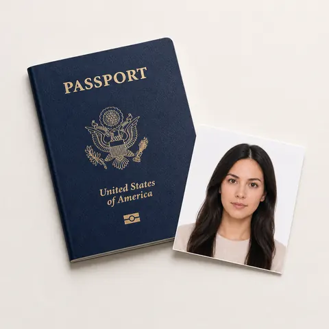 Person facing the camera straight on with a level head for a 2x2 passport photo